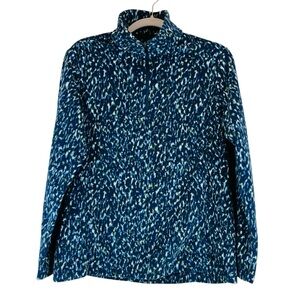 Lands End Sherpa Fleece Pullover Topv1/4 Zip Blues Green Sz PM